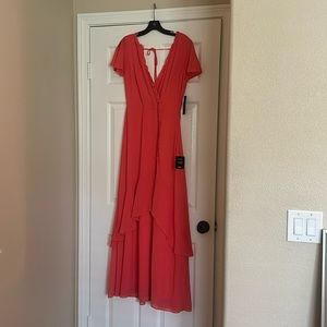 Lulus coral color  long gown. Size Medium.